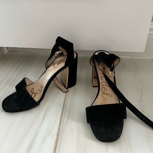 Sam Edelman Shoes | Sam Edelman Black Heels with Gold Plate on Heel